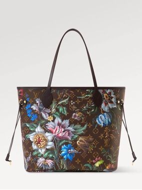 Louis Vuitton Brown Monogram Floral Painted Neverfull Tote